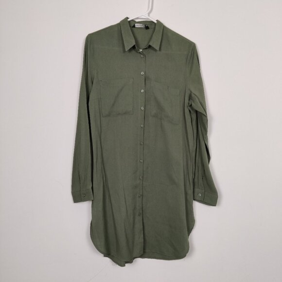 LCW Modest Women's Button Down Shirt Tunic Dress in Green Size EU 38 Fall - Picture 1 of 10